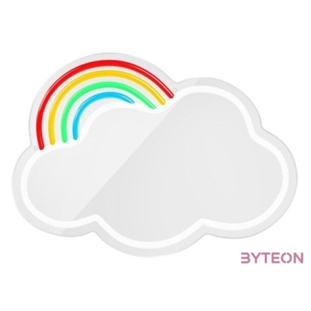 FOREVER LIGHT Neon világító LED tükör FELHŐ , SZIVÁRVÁNY, USB, be , ki kapcsoló, időzítő, 2 m kábel, 2év garancia