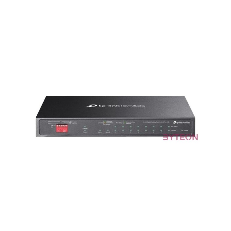 TP-LINK Switch 9x1000Mbps(8xPOE)  1xGigabit SFP Fémházas (Omada), DS110GMP