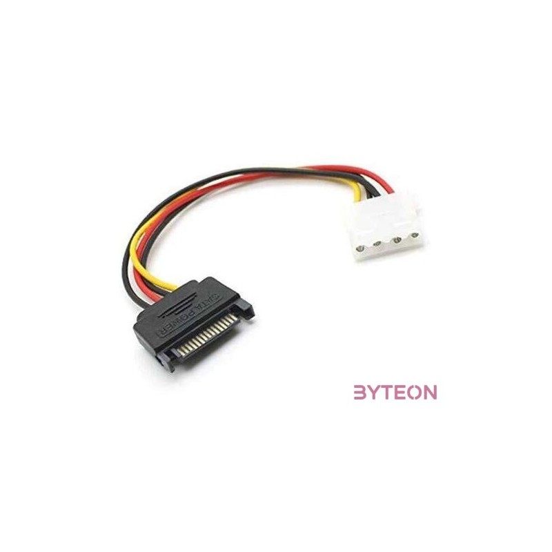 BLACKBIRD Tápkábel SATA 15 pin plug to Molex 4 pin female, 12cm