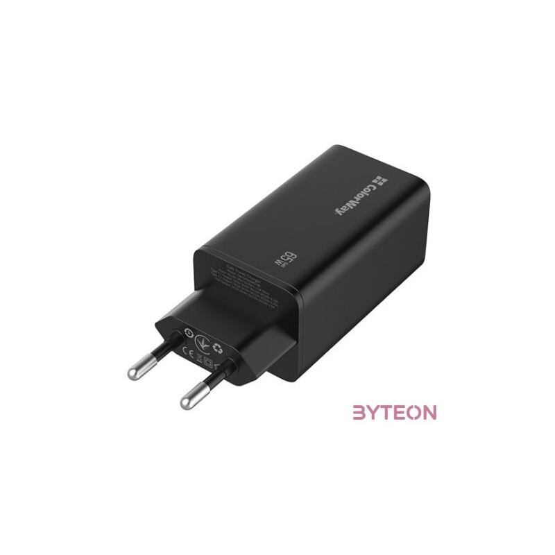 COLORWAY USB töltő adapter, GaN3 Pro Power Delivery (USB-A  2 USB TYPE-C) (65W) fekete (CW-CHS039PD-BK)