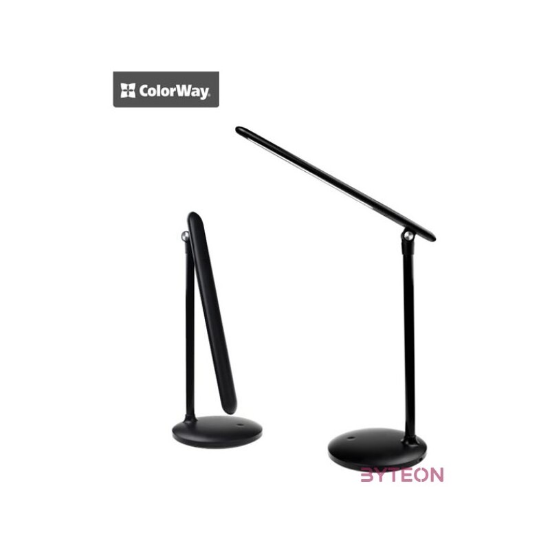 COLORWAY Asztali LED lámpa beépített akkumlátor,  dönthető, 3200-4300-6500k, 300 lm, fekete (CW-DL02B-B)