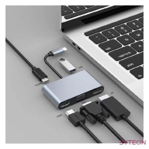 BLACKBIRD 5in1 Dokkoló USB-C - USB, PD, HDMI, VGA, DP