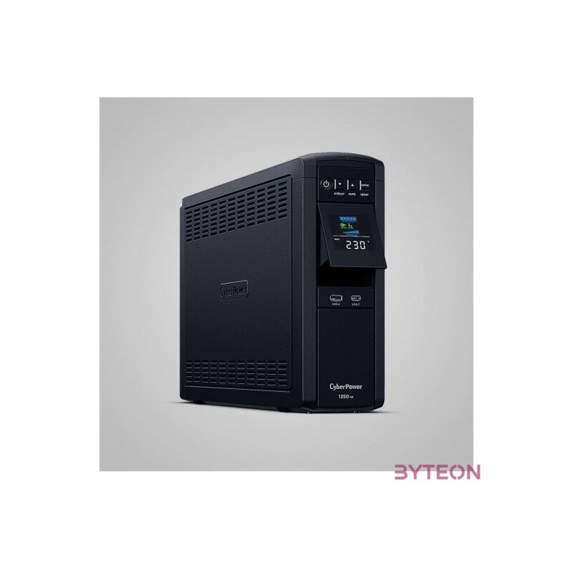 CYBERPOWER UPS gaming, 6xSCHU,2xUSB 1350VA 810W, 230V, színuszus szünetmentes tápegység,LINE-INTERAKTÍV, AVR, színes LCD