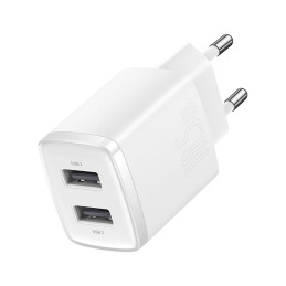 Baseus kompakt gyorstöltő, 2x USB, 10.5W (fehér)