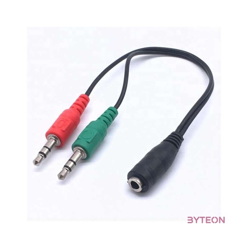 BLACKBIRD Átalakító Headset Stereo jack 1x 3.5mm 4 pin female to 2x 3.5mm 3 pin male (CTIA)