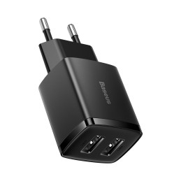 Baseus kompakt gyorstöltő, 2x USB, 10.5W (fekete)