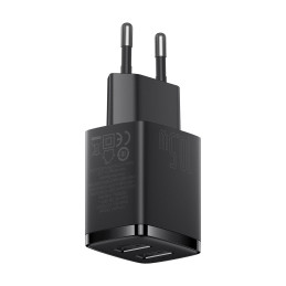 Baseus kompakt gyorstöltő, 2x USB, 10.5W (fekete)