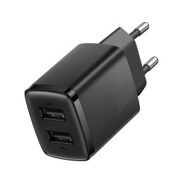 Baseus kompakt gyorstöltő, 2x USB, 10.5W (fekete)