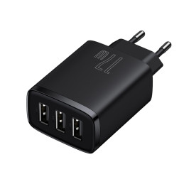 Baseus kompakt gyorstöltő, 3x USB, 17W (Fekete)