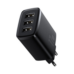 Baseus kompakt gyorstöltő, 3x USB, 17W (Fekete)