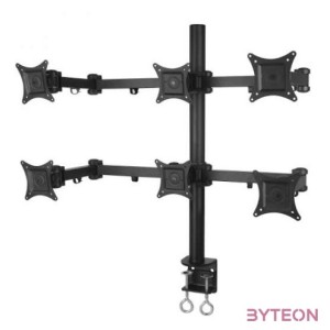 SBOX LCD-352,6 Asztali 6-os monitor tartó konzol, dönthető, forgatható, 13-27, 100x100, max 8 kg