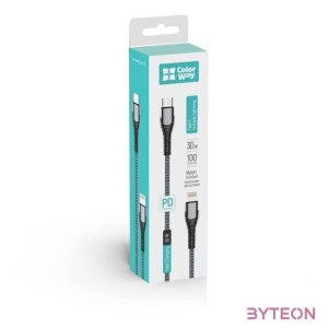 COLORWAY Kábel, Type-C - Apple Lightning (PD Fast Charging) 3.0A(30W) 1m szürke (CW-CBPDCL033-GR)