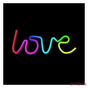 FOREVER LIGHT Neon LED dekorációs RGB lámpa LOVE, USB, távirányító, MUSIC SYNC, szabályozható, TIMER