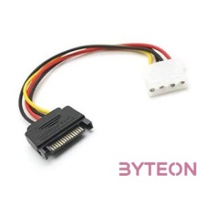 BLACKBIRD Tápkábel SATA 15 pin plug to Molex 4 pin female, 12cm