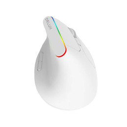 Vezeték nélküli függőleges egér Delux M618C 2.4G 1600DPI RGB (fehér)