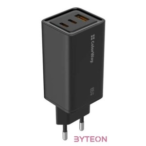 COLORWAY USB töltő adapter, GaN3 Pro Power Delivery (USB-A  2 USB TYPE-C) (65W) fekete (CW-CHS039PD-BK)