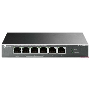 TP-LINK Switch 6x1000Mbps(3xPOE  1xPOE) Fémházas Asztali, TL-SG1006PP