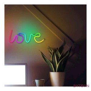 FOREVER LIGHT Neon LED dekorációs RGB lámpa LOVE, USB, távirányító, MUSIC SYNC, szabályozható, TIMER