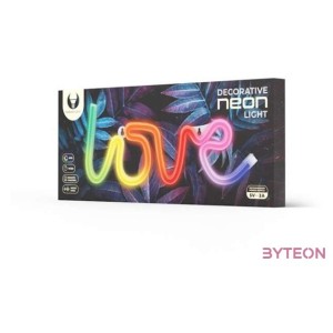 FOREVER LIGHT Neon LED dekorációs RGB lámpa LOVE, USB, távirányító, MUSIC SYNC, szabályozható, TIMER