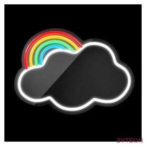 FOREVER LIGHT Neon világító LED tükör FELHŐ , SZIVÁRVÁNY, USB, be , ki kapcsoló, időzítő, 2 m kábel, 2év garancia