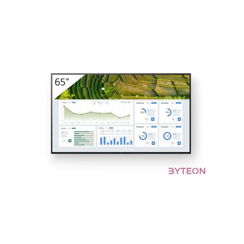 SONY Bravia 24,7 FW-65BZ30L 65 professzionális LCD kijelző, Android TV, 3840x2160, 169, 440 cd,m2, 4xHDMI,2xUSB,WIFI