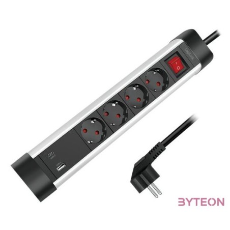 Logilink Aljzat 4 utas  kapcsoló, 4x CEE 7,3, 1x USB-A, 1x USB-C