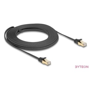 Delock RJ45 lapos hálózati kábel fonott borítással Cat.6A U,FTP apa - apa 10 m fekete