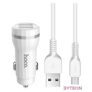 HOCO autós töltő Z27 Staunch dual port töltőadapter 1m-es Micro kábellel