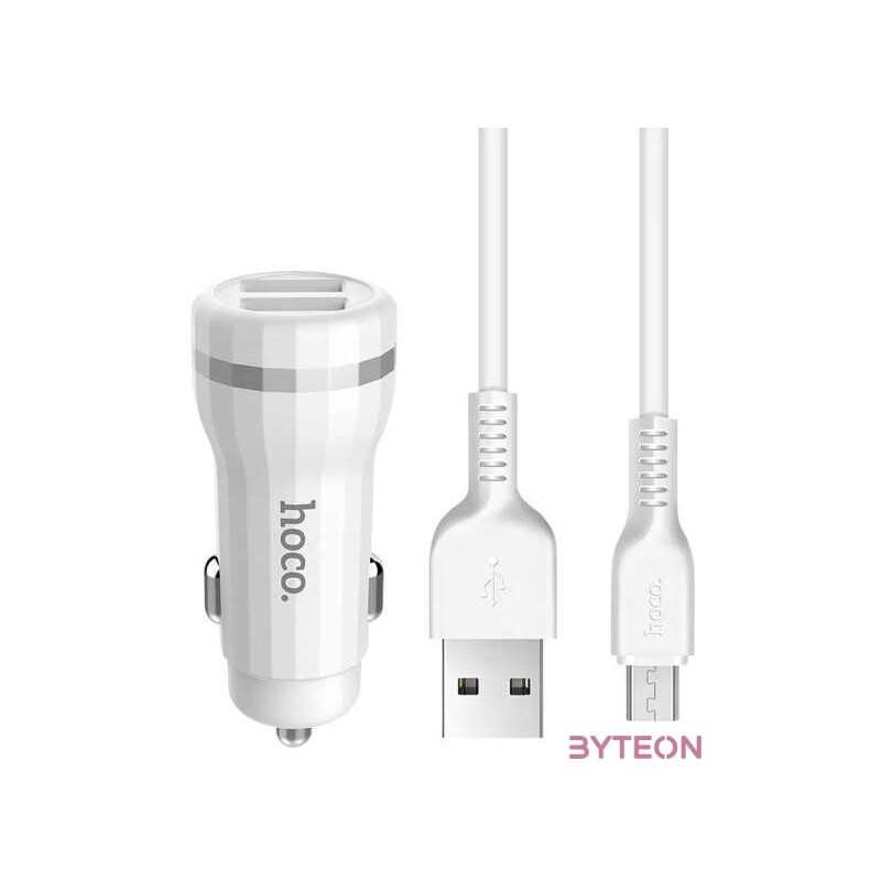 HOCO autós töltő Z27 Staunch dual port töltőadapter 1m-es Micro kábellel