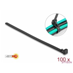 Delock Kábelösszekötő újrahasznosítható hőálló hossza 150 mm, szélessége 7,5 mm, 100 db. Fekete