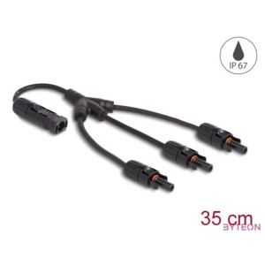 Delock DL4 napelem-elosztó kábel 1 x dugó  3 x anya, 35 cm fekete