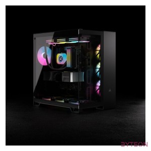 CORSAIR Ház iCUE LINK 6500X RGB, 3x iCUE LINK RX120 RGB Ventilátor, Tápegység nélkül, Edzett Üveg, fekete