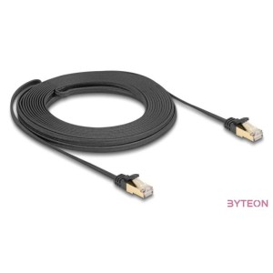 Delock RJ45 lapos hálózati kábel fonott borítással Cat.6A U,FTP apa - apa 10 m fekete