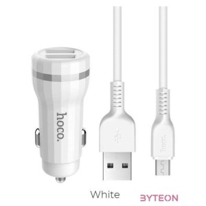 HOCO autós töltő Z27 Staunch dual port töltőadapter 1m-es Micro kábellel