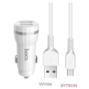 HOCO autós töltő Z27 Staunch dual port töltőadapter 1m-es Micro kábellel