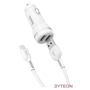 HOCO autós töltő Z27 Staunch dual port töltőadapter 1m-es Micro kábellel
