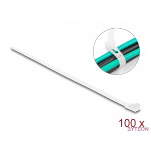 Delock Újrahasználható kábelkötegelő H 200 x Sz 4,8 mm 100 db. Fehér