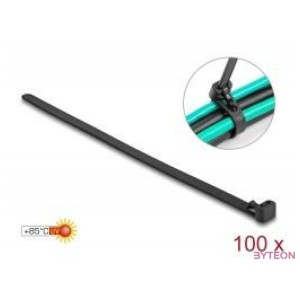 Delock Kábelösszekötő újrahasznosítható hőálló hossza 150 mm, szélessége 7,5 mm, 100 db. Fekete