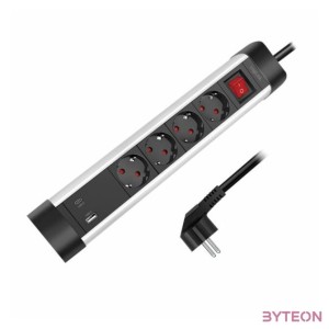 Logilink Aljzat 4 utas  kapcsoló, 4x CEE 7,3, 1x USB-A, 1x USB-C