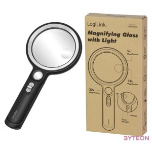 Logilink Fényes nagyító, 5x, 13x és 20x nagyítás, fekete