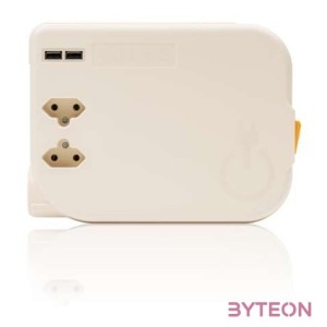 ROLEE M automata hosszabbító, 2db földeletlen aljzat  2db USB aljzat, 4m, Gyöngyházfehér