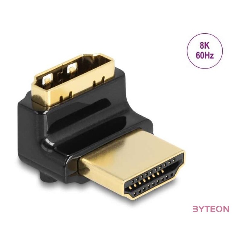 Delock HDMI adapter apa - anya 90 fok felfelé néző csatlakozódugóval 8K 60 Hz fém