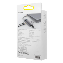 Baseus Metal Gleam Series 7 az 1-ben hub elosztó, USB-C - 3x USB 3.0 + 2x HDMI + USB-C PD + Ethernet RJ45