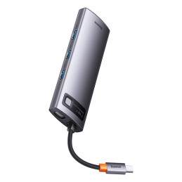 Baseus Metal Gleam Series 7 az 1-ben hub elosztó, USB-C - 3x USB 3.0 + HDMI + USB-C PD + VGA + Ethernet RJ45