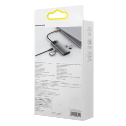 Baseus Metal Gleam Series 6 az 1-ben hub elosztó, USB-C - 3x USB 3.0 + USB-C PD +  microSD/SD