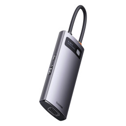 Baseus Metal Gleam Series 6 az 1-ben hub elosztó, USB-C - 3x USB 3.0 + HDMI + USB-C PD + VGA