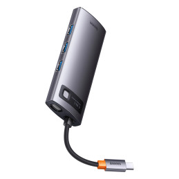 Baseus Metal Gleam Series 6 az 1-ben hub elosztó, USB-C - 3x USB 3.0 + HDMI + USB-C PD + VGA