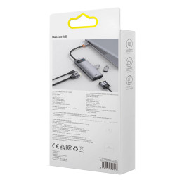 Baseus Metal Gleam Series 6 az 1-ben hub elosztó, USB-C - 3x USB 3.0 + HDMI + USB-C PD + VGA