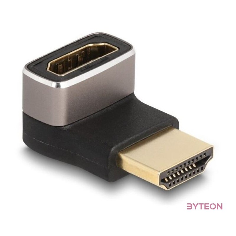 Delock HDMI adapter apa - anya 90 lefelé néző csatlakozódugóval 8K 60 Hz szürke fém