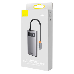 Baseus Metal Gleam Series 4 az 1-ben hub, USB-C - 3x USB 3.0 / Ethernet RJ45